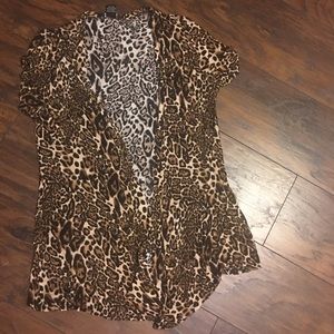 Leopard print open sweater